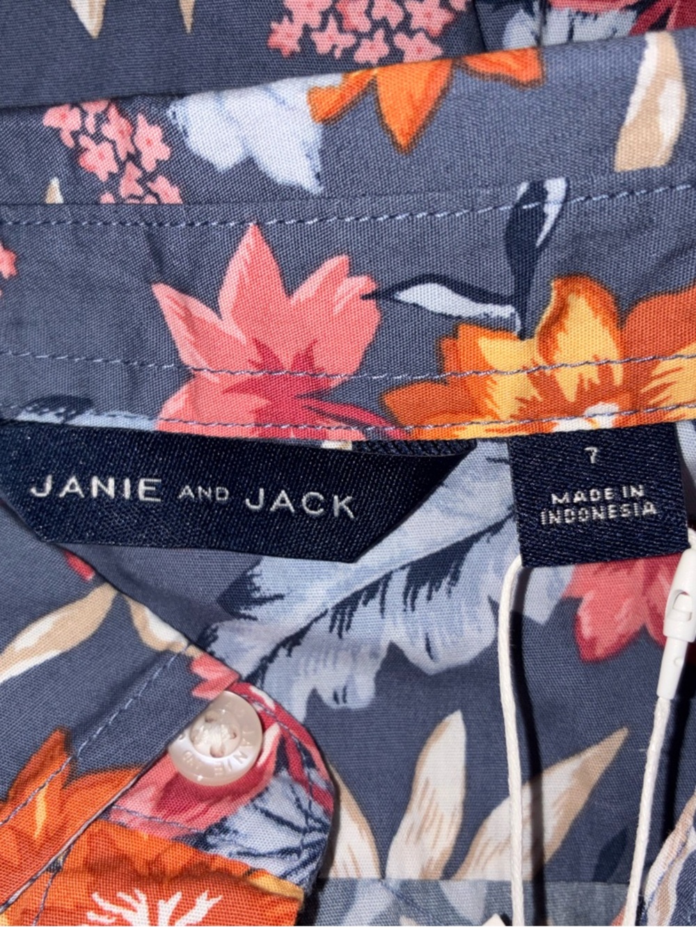 NWT- Janie and Jack Blue Floral Short-Sleeve Button-Down Shirt - Picture 4 of 4